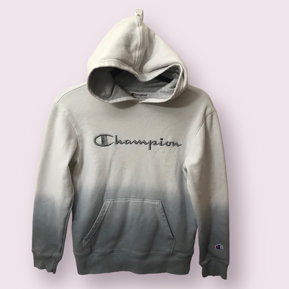CHAMPION Womens Cotton Blend Ombre Dye Long Sleeve Hoodie Sweatshirt Size Medium